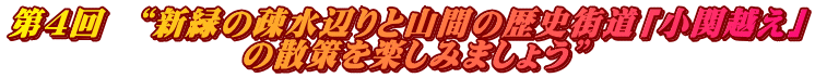 第4回　“新緑の疎水辺りと山間の歴史街道「小関越え」 　　　　　　　の散策を楽しみましょう”